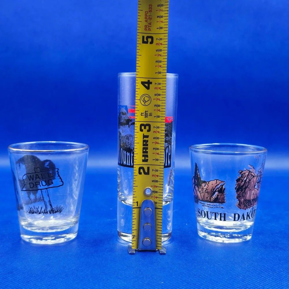 South Dakota Mount Rushmore Wall Drug Shot Glasses Set of 3 NWOT